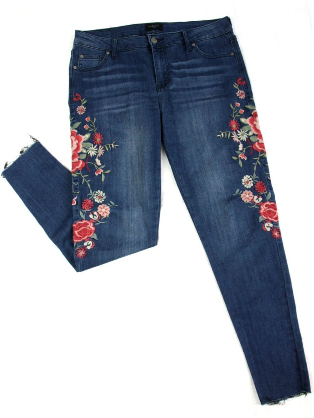 Celebrity Pink Floral Embroidered Stretch Mid Rise Ankle Skinny Jeans 11/30